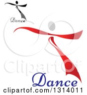 Clipart Of Red And Black Ribbon Dancers With Text Royalty Free Vector Illustration