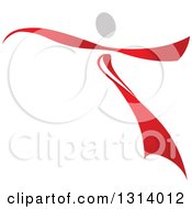 Clipart Of A Red Ribbon Dancer Royalty Free Vector Illustration