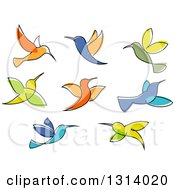 Poster, Art Print Of Colorful Sketched Hummingbirds