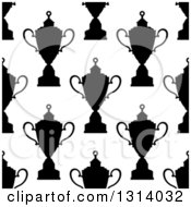 Clipart Of A Seamless Background Pattern Of Black And White Silhouetted Urns Or Trophies 3 Royalty Free Vector Illustration
