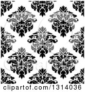 Poster, Art Print Of Seamless Pattern Background Of Vintage Damask In Black On White 3