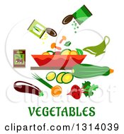 Clipart Of A Flat Design Of A Salad And Vegetables Over Text Royalty Free Vector Illustration by Vector Tradition SM