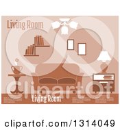 Poster, Art Print Of Brown Living Room Interior With Sample Text