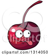 Clipart Of A Cartoon Goofy Cherry Character Royalty Free Vector Illustration