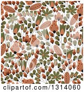 Poster, Art Print Of Seamless Tan And Green Flower Pattern Background