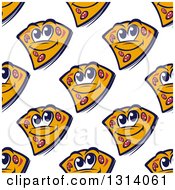 Clipart Of A Seamless Background Pattern Of Happy Pizza Slices 2 Royalty Free Vector Illustration