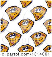 Poster, Art Print Of Seamless Background Pattern Of Happy Pizza Slices 2