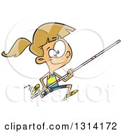 Track And Field Dirty Blond White Pole Vault Girl Running