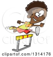 Poster, Art Print Of Track And Field Black Boy Leaping A Track Hurdle