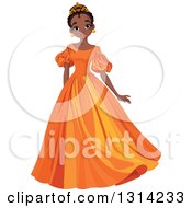 Poster, Art Print Of Beautiful African Princess In An Orange Dress