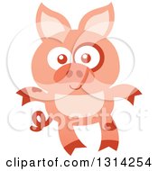 Clipart Of A Cute Cartoon Happy Baby Piglet Royalty Free Vector Illustration by Zooco