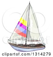 Poster, Art Print Of Sailboat With Colorful Stripes