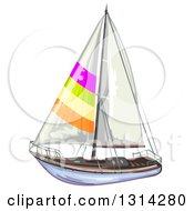 Poster, Art Print Of Sailboat With Colorful Stripes 2