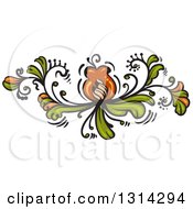 Green And Brown Floral Design Element 2
