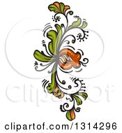 Poster, Art Print Of Green And Brown Floral Design Element 3