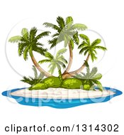 Poster, Art Print Of Tropical Island With Palm Trees And White Sand