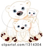 Poster, Art Print Of Cute Fathers Day Polar Bear Dad With Cubs