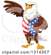 Poster, Art Print Of Handsome Patriotic Bald Eagle Wearing An American Vest And Presenting