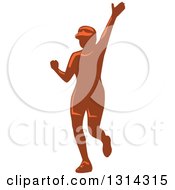 Poster, Art Print Of Retro Female Marathon Runner Waving