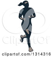 Clipart Of A Retro Female Marathon Runner Royalty Free Vector Illustration