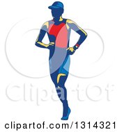 Poster, Art Print Of Retro Male Triathlete Or Marathon Runner