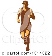 Poster, Art Print Of Retro Male Triathlete Or Marathon Runner 2