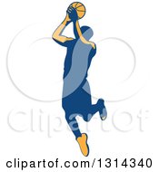 Clipart Of A Retro Male Basketball Player Doing A Jump Shot 5 Royalty Free Vector Illustration by patrimonio