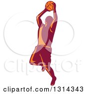 Poster, Art Print Of Retro Male Basketball Player Doing A Jump Shot 3