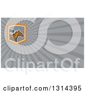 Clipart Of A Retro Horse Racing Jockey And Gray Rays Background Or Business Card Design Royalty Free Illustration