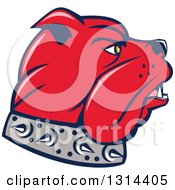 Poster, Art Print Of Cartoon Red Bulldog Head In Profile Facing Right