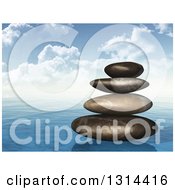Poster, Art Print Of Painted Style Stack Of Stones On The Ocean