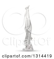 Poster, Art Print Of 3d Anatomical Woman In A Head Stand Yoga Pose With Visible Skeleton On White