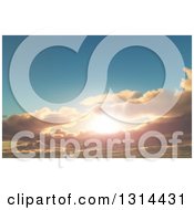 Poster, Art Print Of 3d Sunset Sky With Puffy Clouds