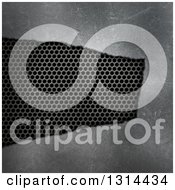 Clipart Of A 3d Visible Perforated Metal Grate In Concrete Royalty Free Illustration by KJ Pargeter