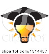 Poster, Art Print Of Shining Yellow Light Bulb With A Graduation Cap