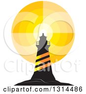 Poster, Art Print Of Bright Lighthouse With Orange Lights