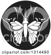 Poster, Art Print Of Black And White Abstract Letter Mw Butterfly Round Icon