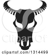 Clipart Of A Black And White Bull Skull Royalty Free Vector Illustration
