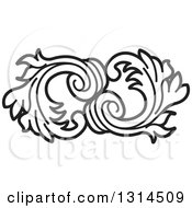 Clipart Of A Black And White Floral Design Element 2 Royalty Free Vector Illustration