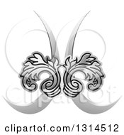 Poster, Art Print Of Silver Shiny Floral Design Element Over Swooshes