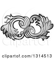 Clipart Of A Silver Shiny Floral Design Element 2 Royalty Free Vector Illustration