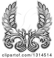 Clipart Of A Silver Shiny Floral Design Element Royalty Free Vector Illustration