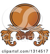 Poster, Art Print Of Brown Floral Design Element With An Oval Frame