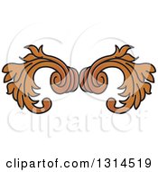 Clipart Of A Brown Floral Design Element Royalty Free Vector Illustration