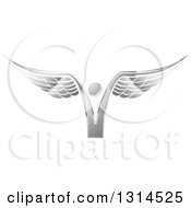Clipart Of A Shiny Silver Abstract Angel Royalty Free Vector Illustration by Lal Perera