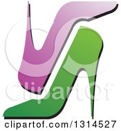 Clipart Of Gradient Green And Purple High Heels Royalty Free Vector Illustration by Lal Perera