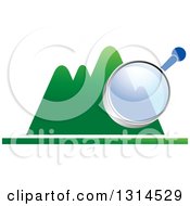 Poster, Art Print Of Magnifying Glass Over Green Mountains