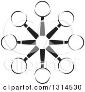 Clipart Of A Black And White Circle Of Magnifying Glasses Royalty Free Vector Illustration