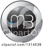Clipart Of A Letter M 3 In A Round Silver And Black Icon With A Blue Plumbing Valve Royalty Free Vector Illustration by Lal Perera
