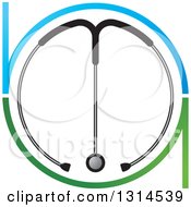 Clipart Of A Letter M Formed Of A Stethoscope In An Abstract Green And Blue N And U Royalty Free Vector Illustration
